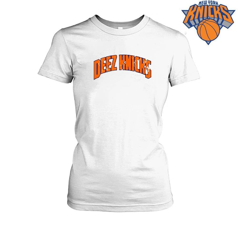 Deez Knicks Vintage Arched Text Graphic White Shirt