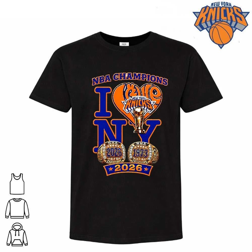 I Love NY NBA Champions 2026 Rings Graphic Black Shirt