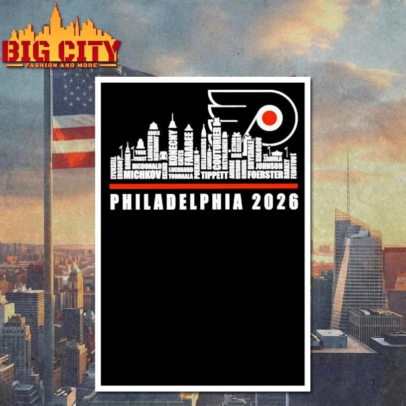 Philadelphia Flyers 2026 city skyline graphic shirt