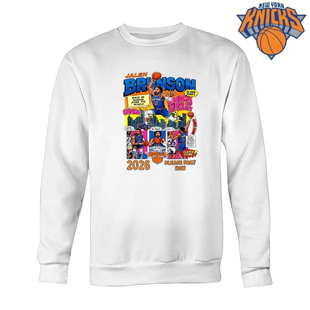 Jalen Brunson King Of The Court New York Basketball Comic Book Art Print Shirt
