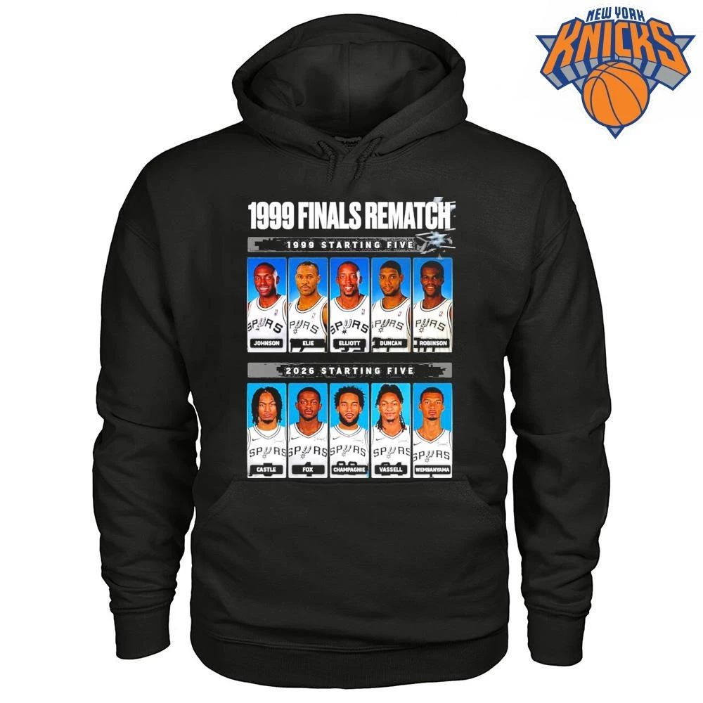 San Antonio Spurs 1999 vs 2026 Finals Rematch Starting Five Tim Duncan Victor Wembanyama Shirt