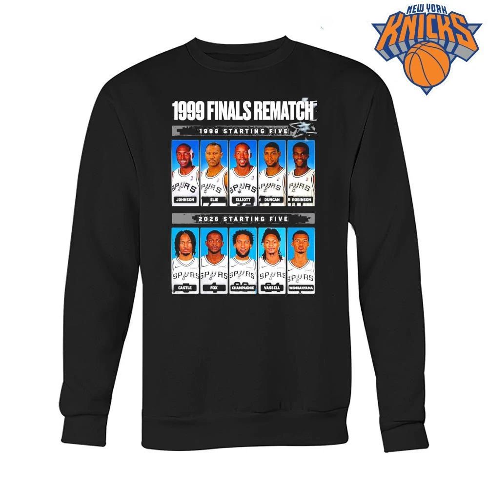 San Antonio Spurs 1999 vs 2026 Finals Rematch Starting Five Tim Duncan Victor Wembanyama Shirt
