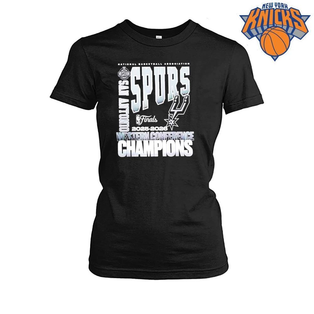 San Antonio Spurs Fanatics Black 2026 NBA Western Conference Champions Stacked Block Shirt