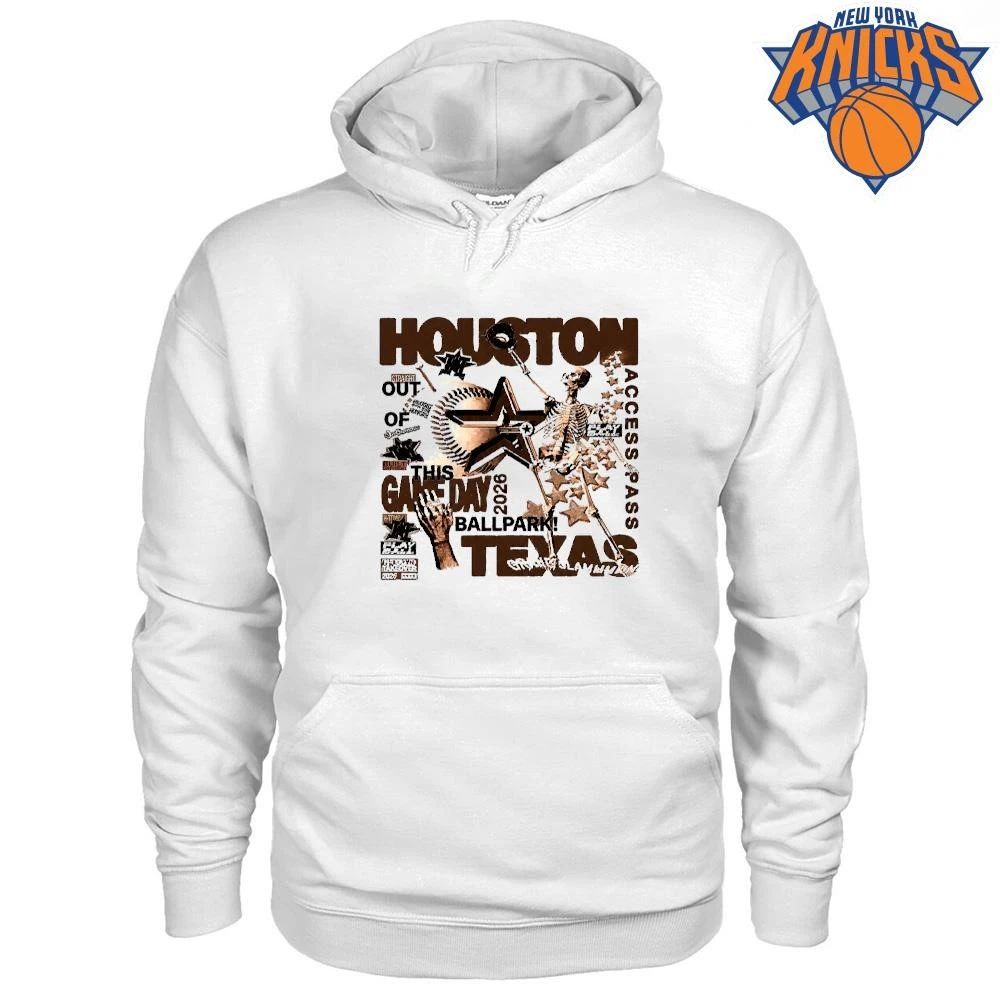 Houston Texas Baseball Skeleton Access Pass Game Day Vintage Aesthetic Streetwear Tee Shirt